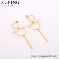 E-662 xuping diseño único 24k oro color acero inoxidable señoras simples gota pendientes